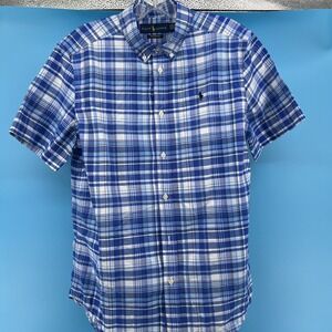 Polo Ralph Lauren Youth  18 - 20 Performance Navy Plaid S/S Button Down Shirt